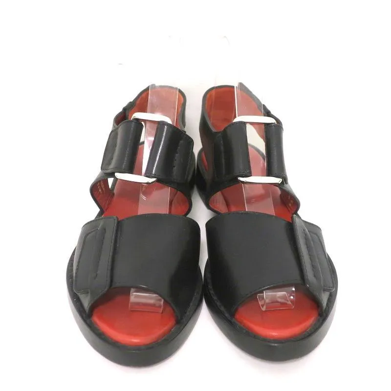 3.1 Phillip Lim Sandals Addis Black Cutout Leather Size 37 Open Toe Flats