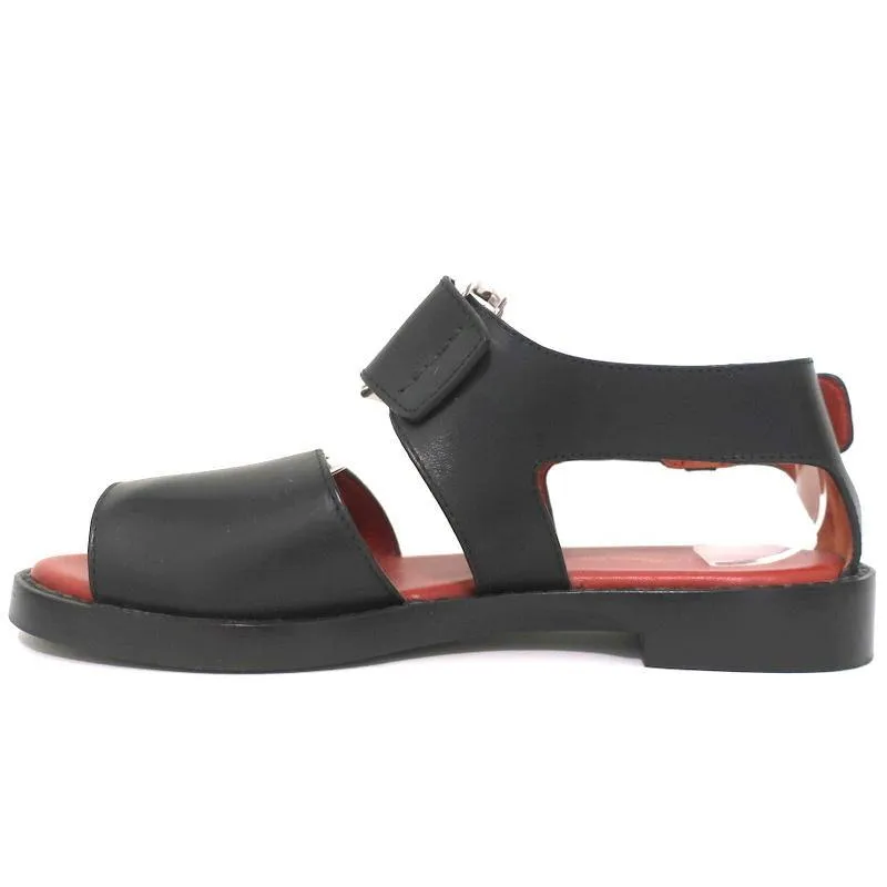 3.1 Phillip Lim Sandals Addis Black Cutout Leather Size 37 Open Toe Flats