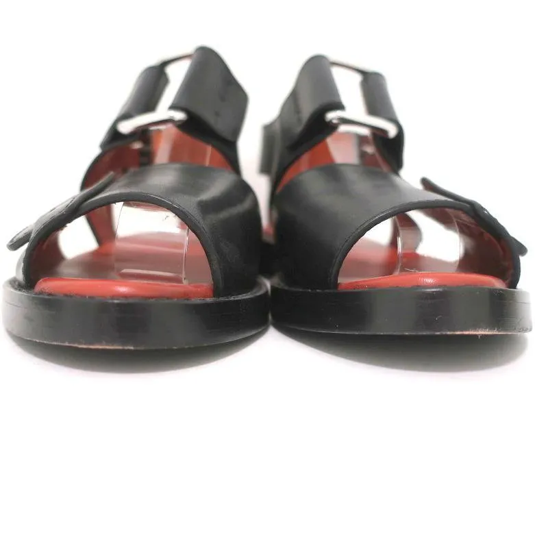 3.1 Phillip Lim Sandals Addis Black Cutout Leather Size 37 Open Toe Flats
