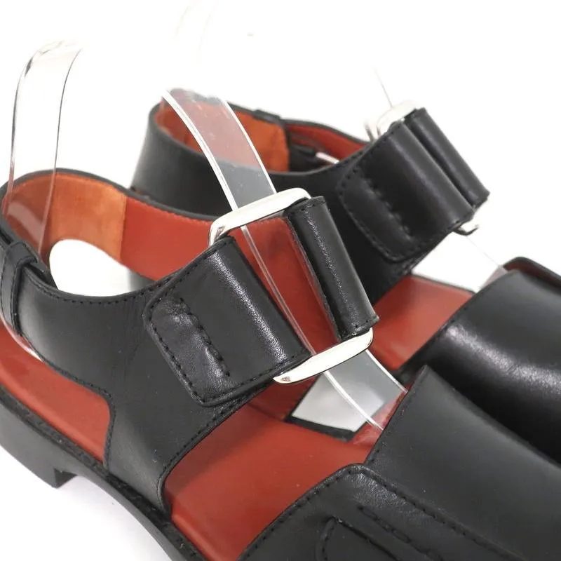 3.1 Phillip Lim Sandals Addis Black Cutout Leather Size 37 Open Toe Flats