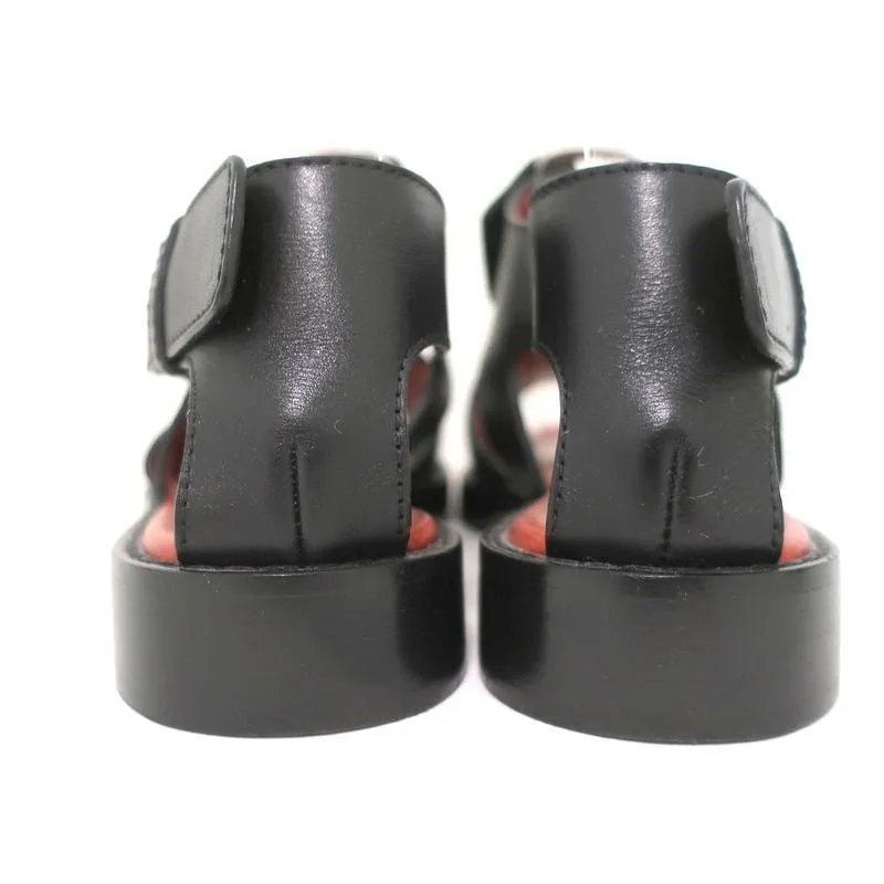 3.1 Phillip Lim Sandals Addis Black Cutout Leather Size 37 Open Toe Flats