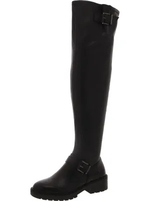 Abrila Womens Faux Leather Tall Over-The-Knee Boots