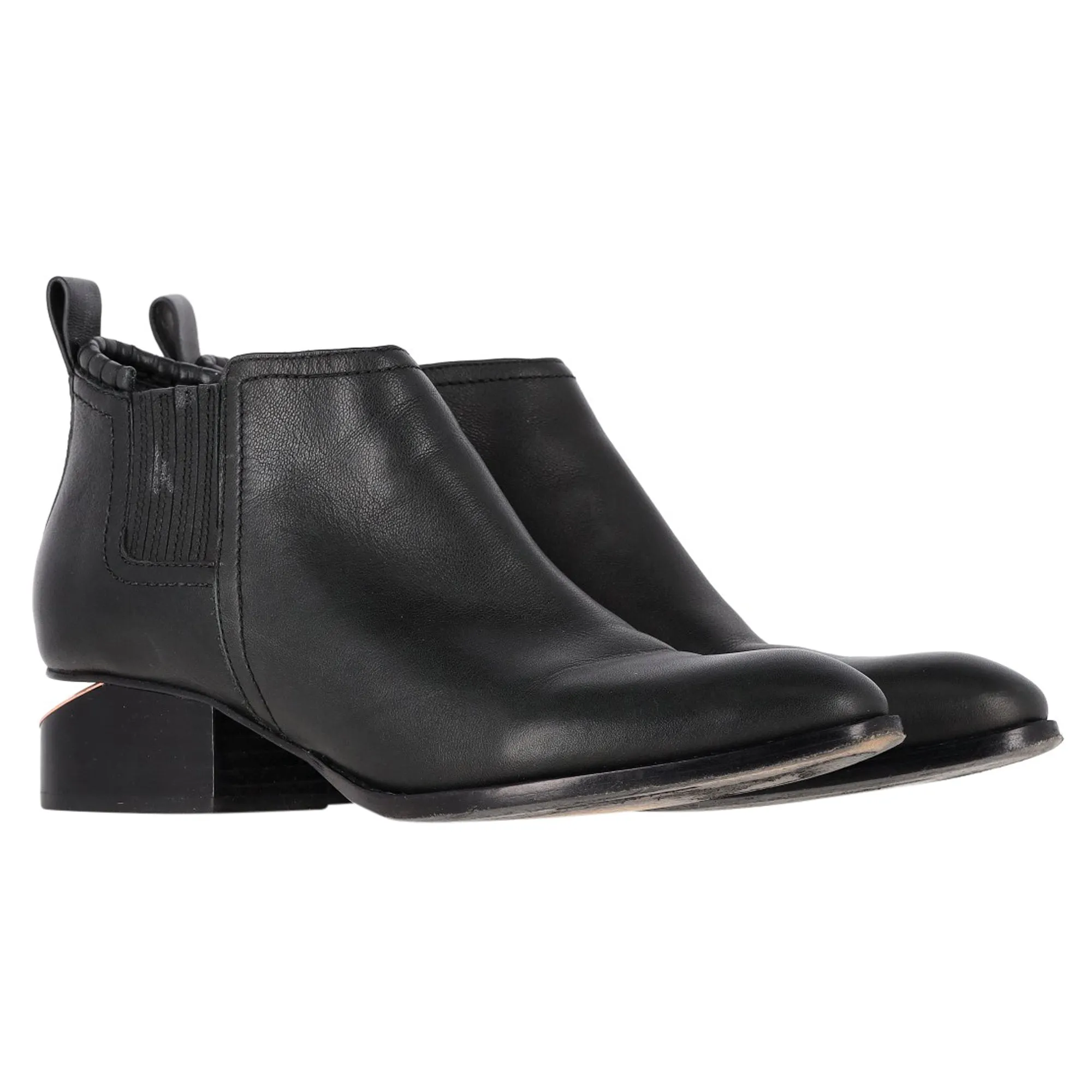 Alexander Wang Kori Cut-Out Ankle Boots in Black Calfskin Leather