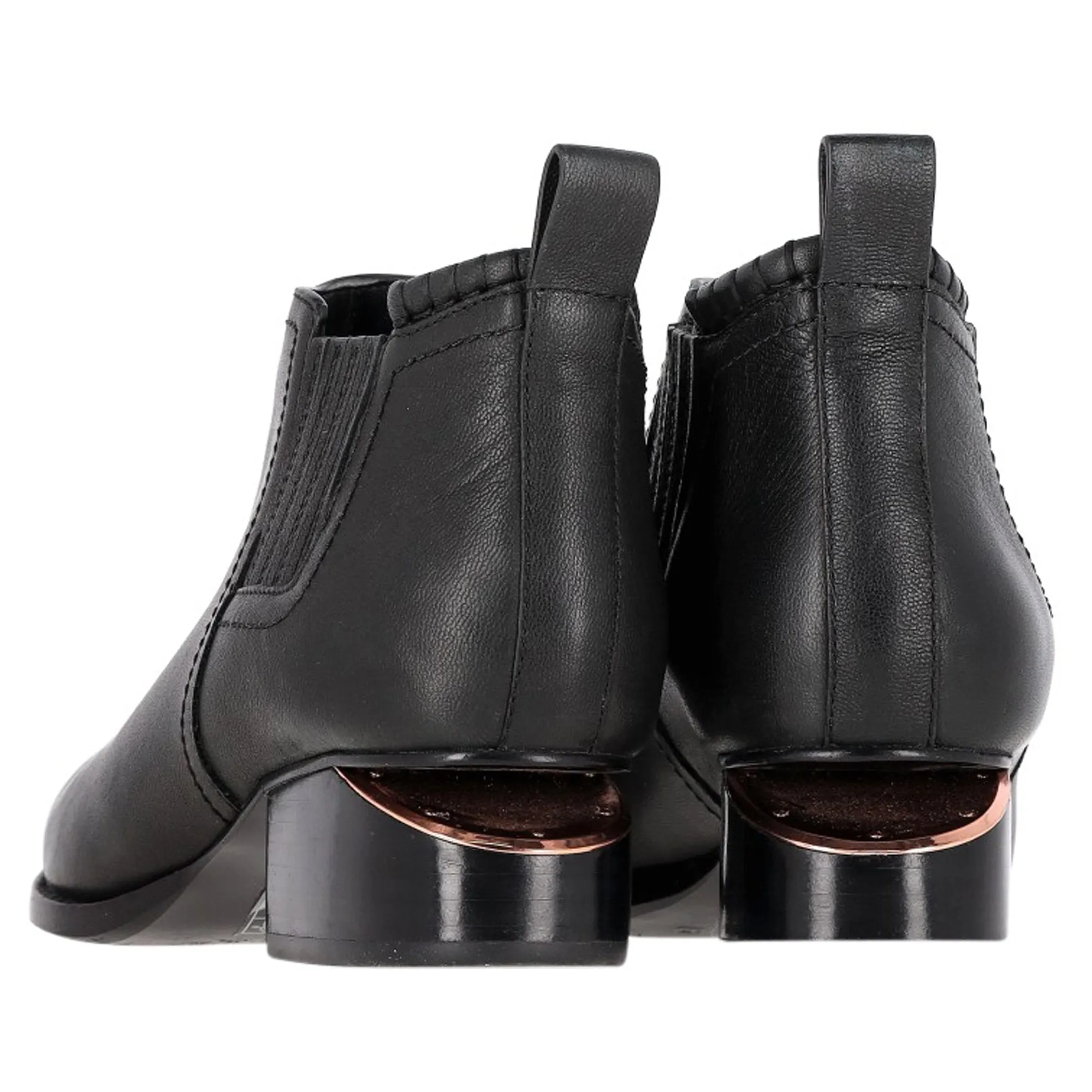 Alexander Wang Kori Cut-Out Ankle Boots in Black Calfskin Leather
