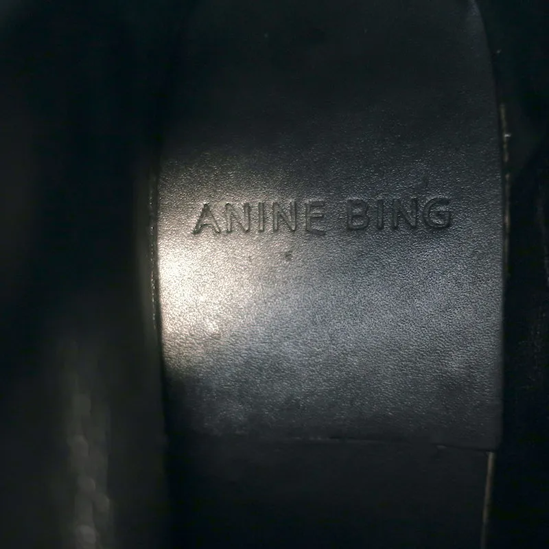 ANINE BING Charlie Silver-Studded Ankle Boots Black Leather & Suede Size 37