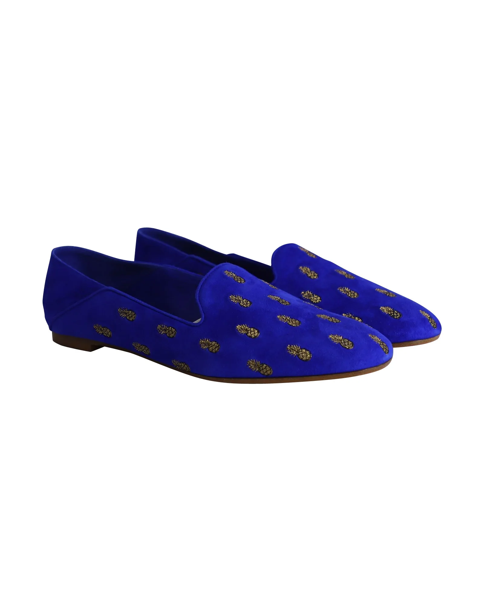Aquazzura Ananas Slippers in Blue Suede