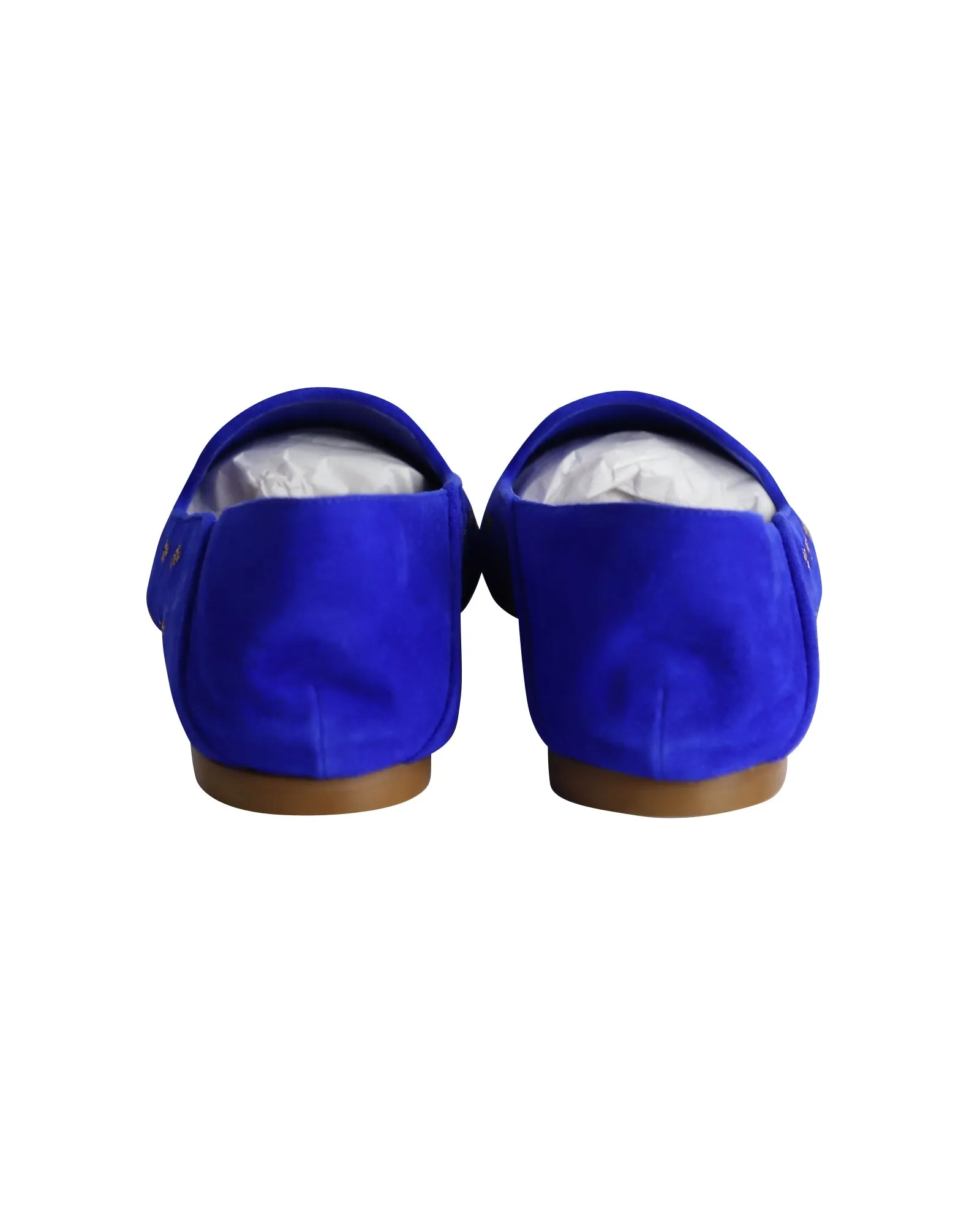 Aquazzura Ananas Slippers in Blue Suede