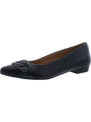 Arielle Womens Leather Slip On Ballet Flats