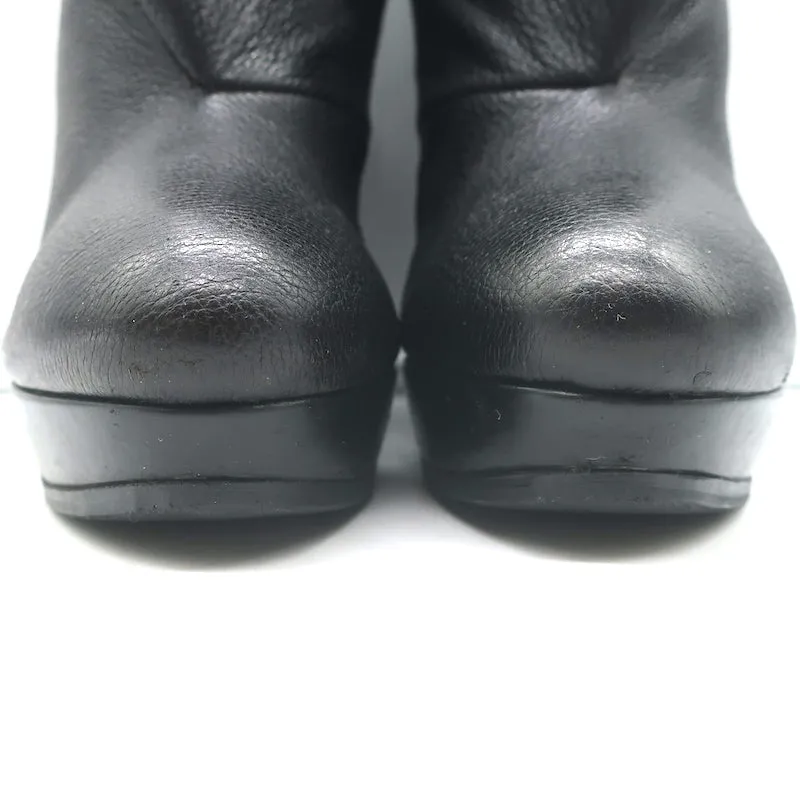 Balenciaga Fold-Over Platform Wedge Ankle Boots Black Grained Leather Size 41