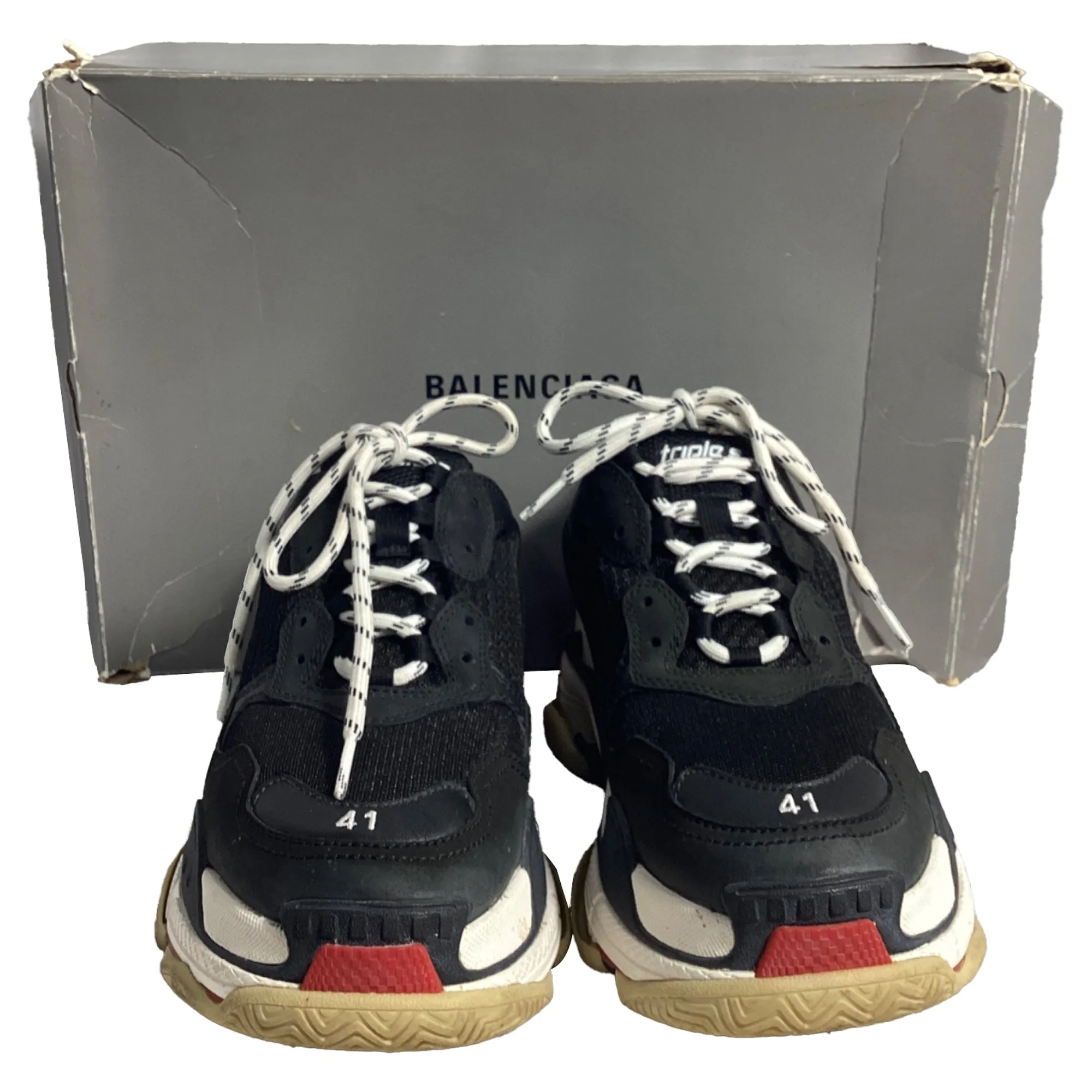 Balenciaga Triple S Sneakers in Black Polyurethane
