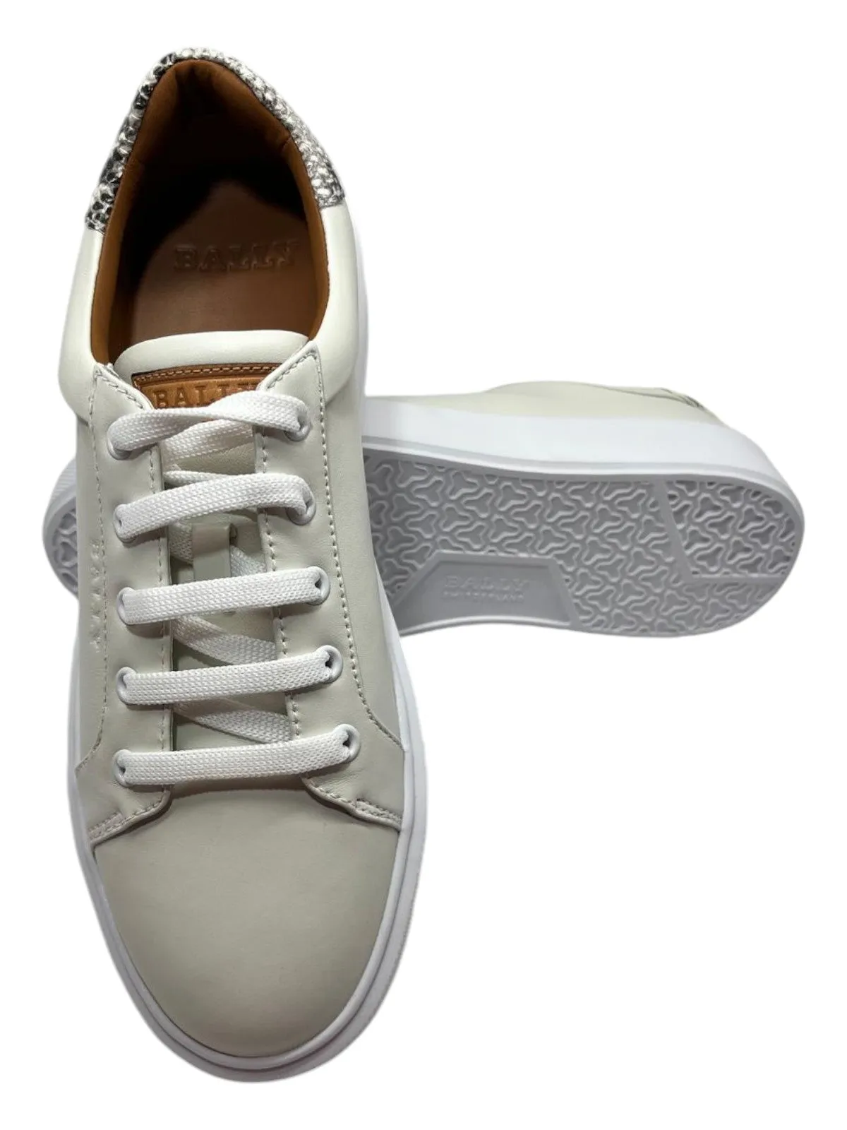 Bally Clorys 6234065 Women's White/Roccia Leather Sneakers