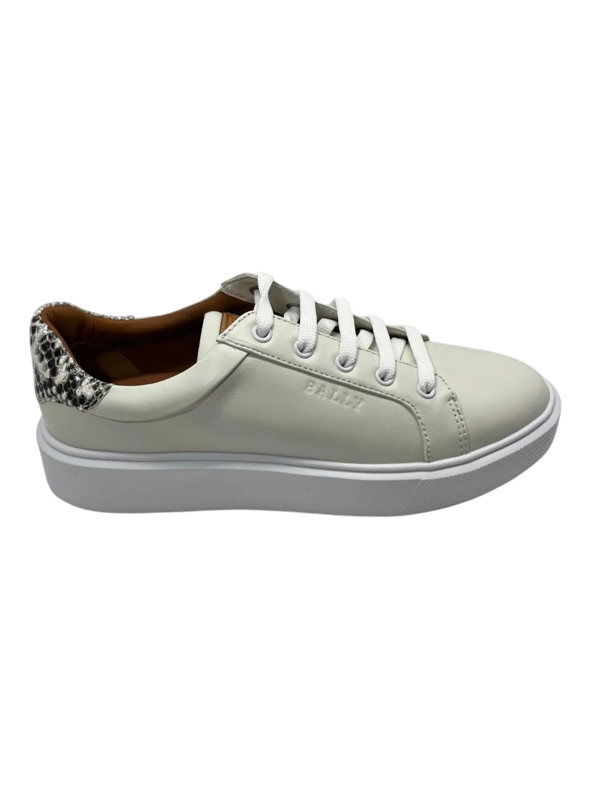Bally Clorys 6234065 Women's White/Roccia Leather Sneakers