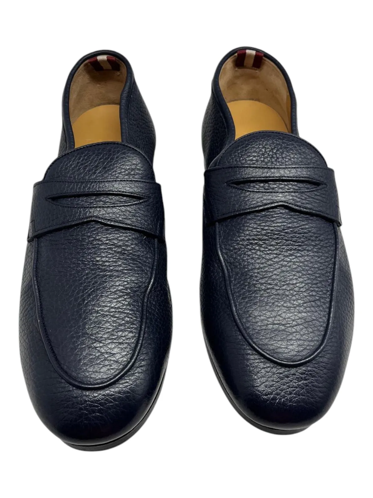 Bally Plumy 6300443 Men's Midnight Calf Grained Leather Loafers