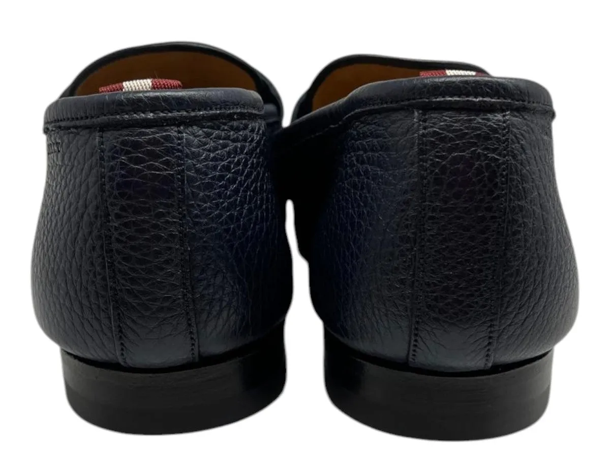 Bally Plumy 6300443 Men's Midnight Calf Grained Leather Loafers