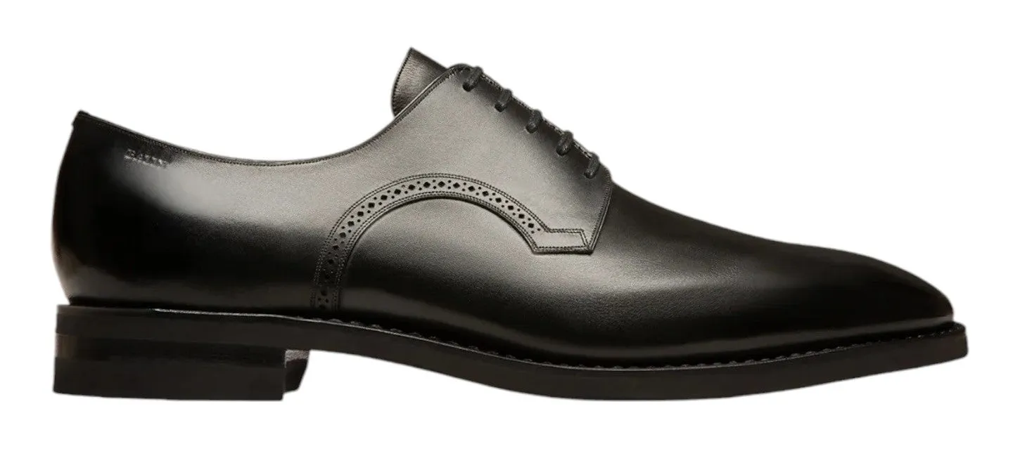 Bally Scrivani 6193768 Men's Black Calf Shiny Leather Derby Shoes