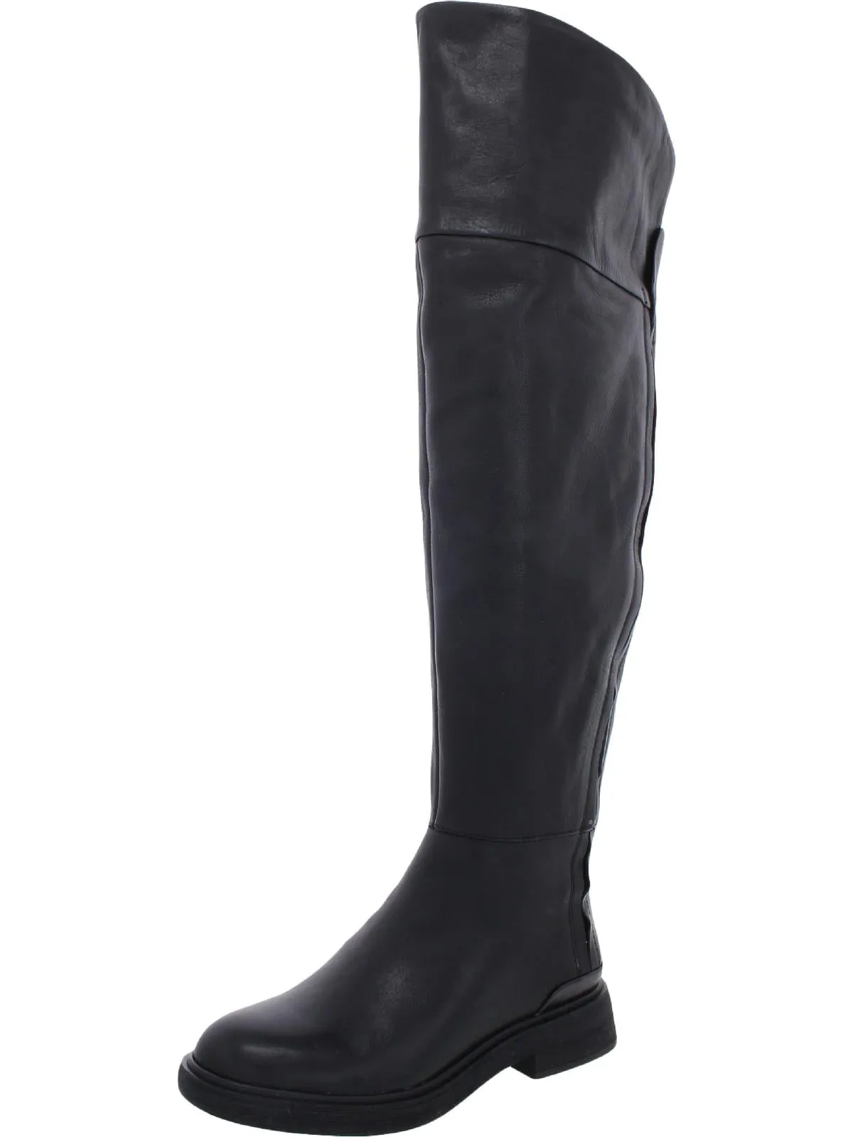 Battina Womens Leather Block Heel Over-The-Knee Boots