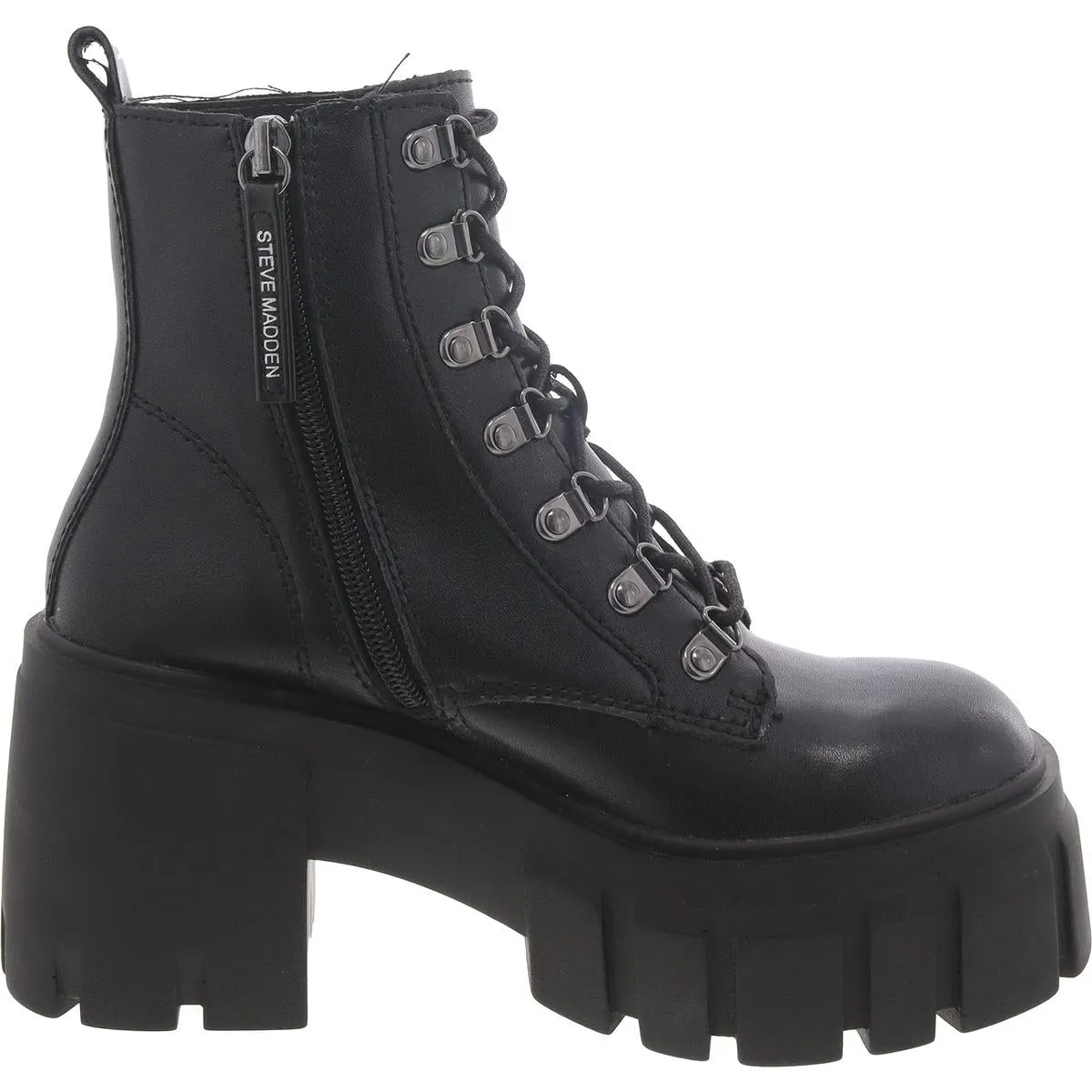 Bewilder Womens Leather Ankle Combat & Lace-Up Boots