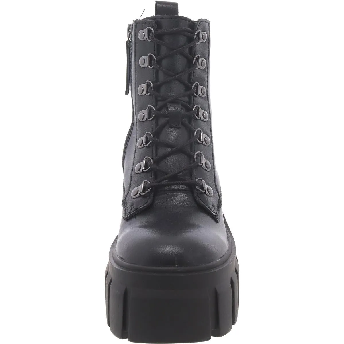 Bewilder Womens Leather Ankle Combat & Lace-Up Boots
