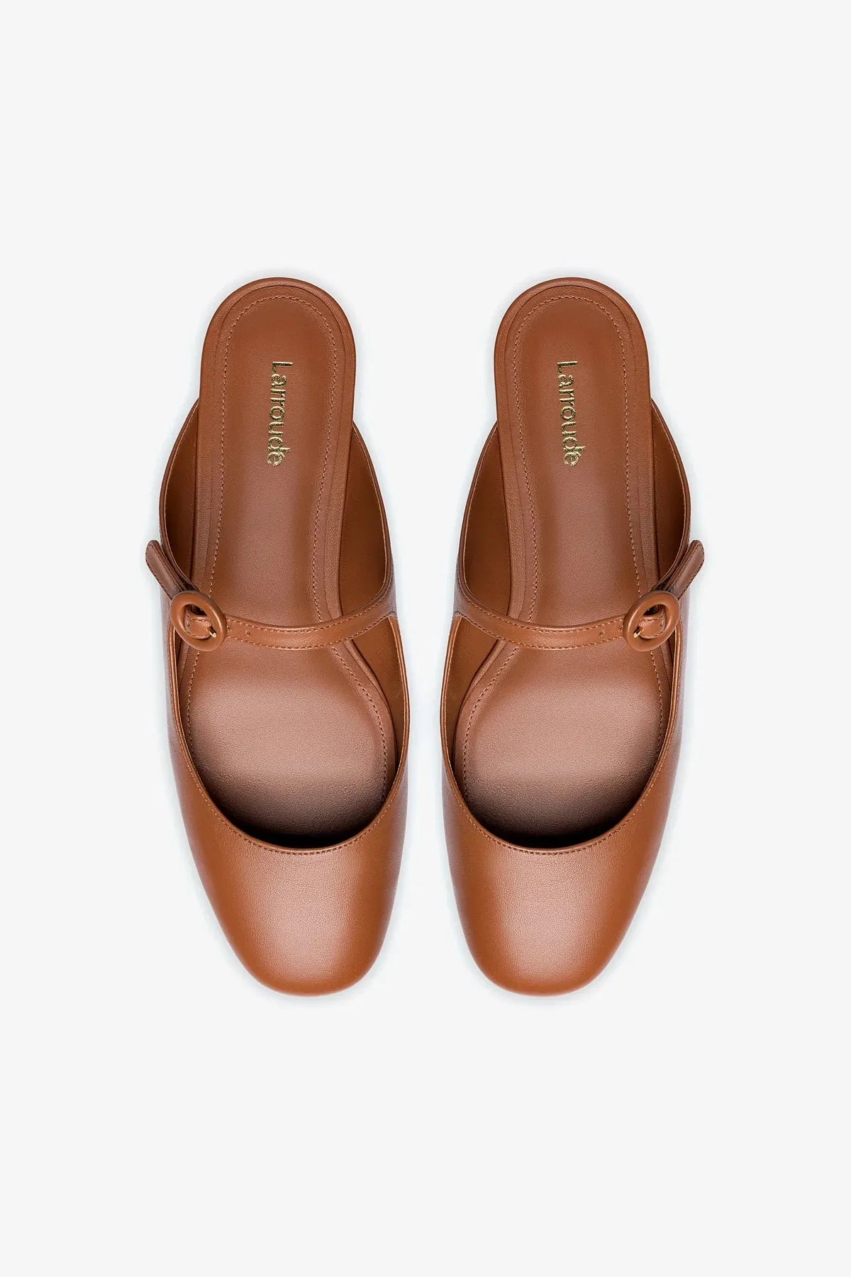 Blair Flat Mule In Caramel Leather