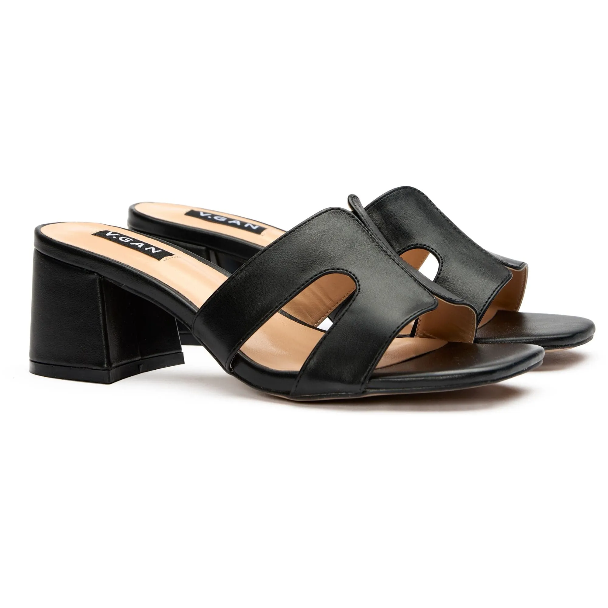 Bok Women's Vegan Leather Mule Heel Sandals | Black