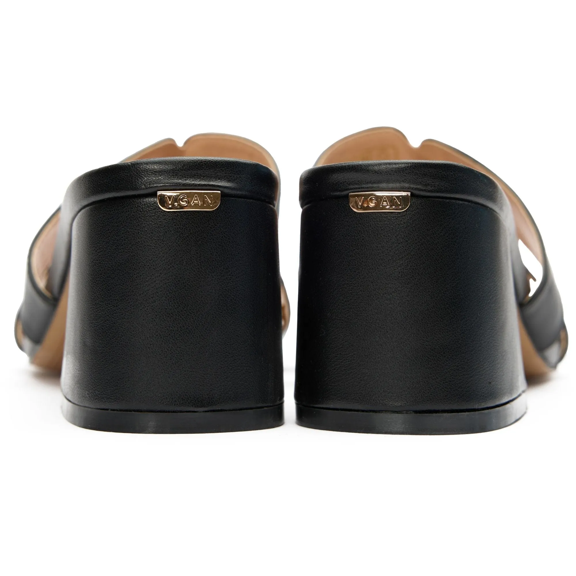 Bok Women's Vegan Leather Mule Heel Sandals | Black
