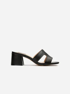 Bok Women's Vegan Leather Mule Heel Sandals | Black