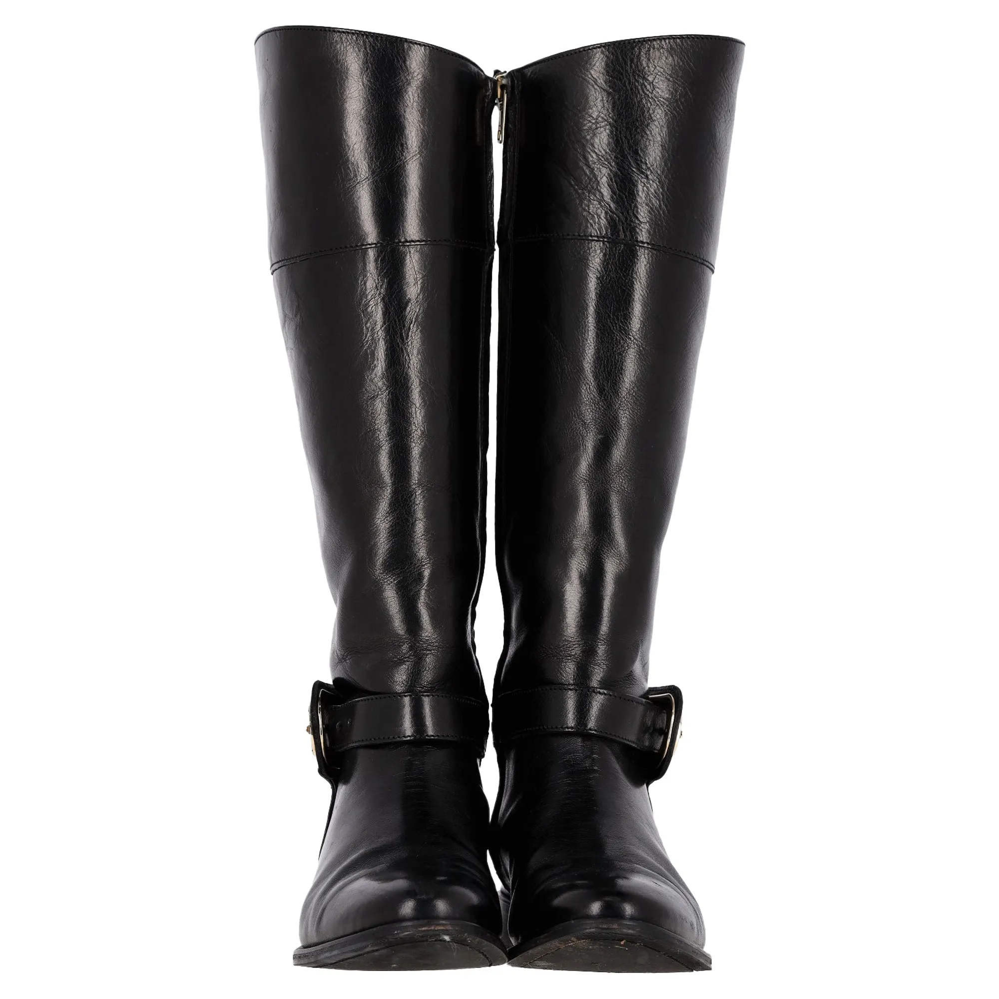 Burberry Bridle Winton Riding Boots in Black Leather
