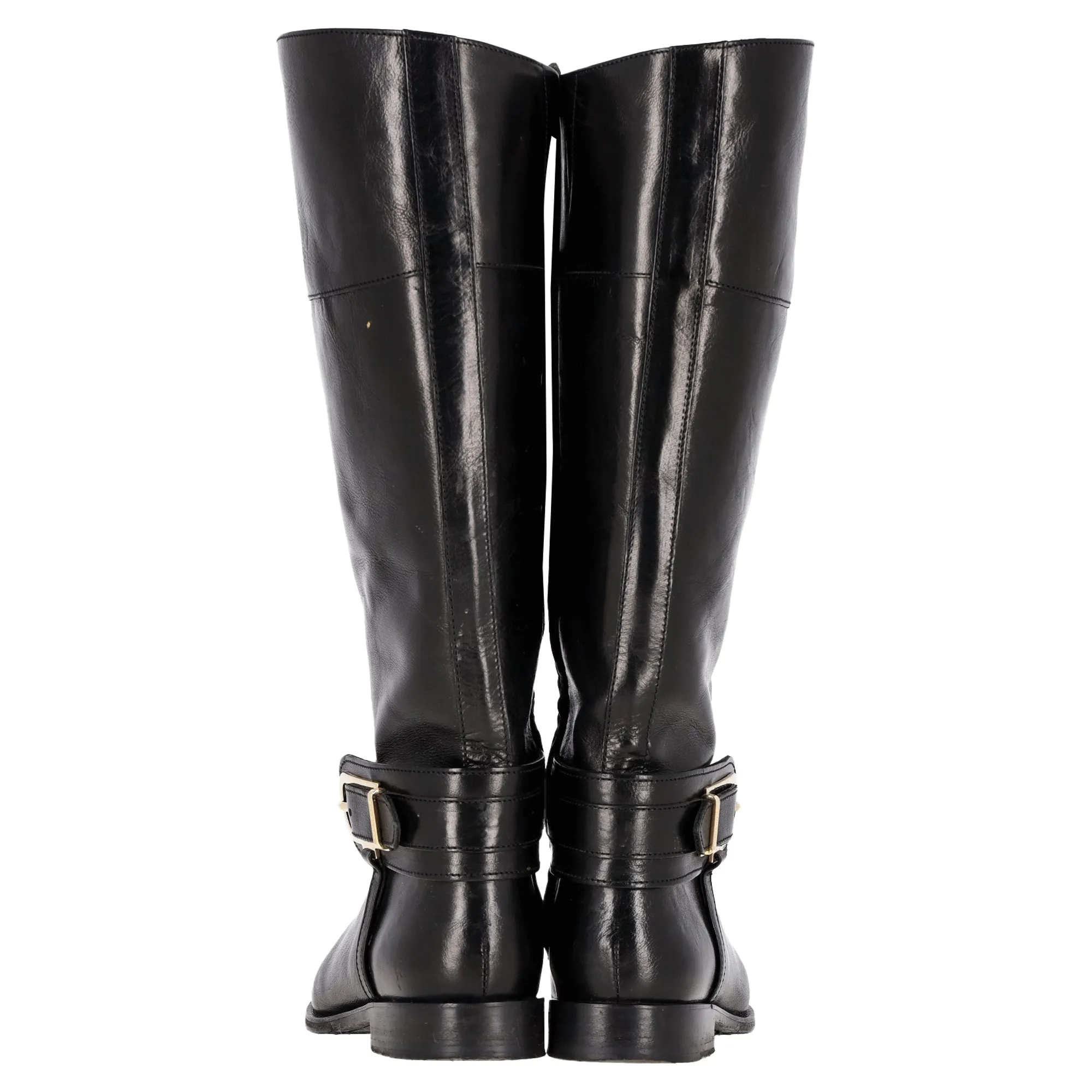 Burberry Bridle Winton Riding Boots in Black Leather