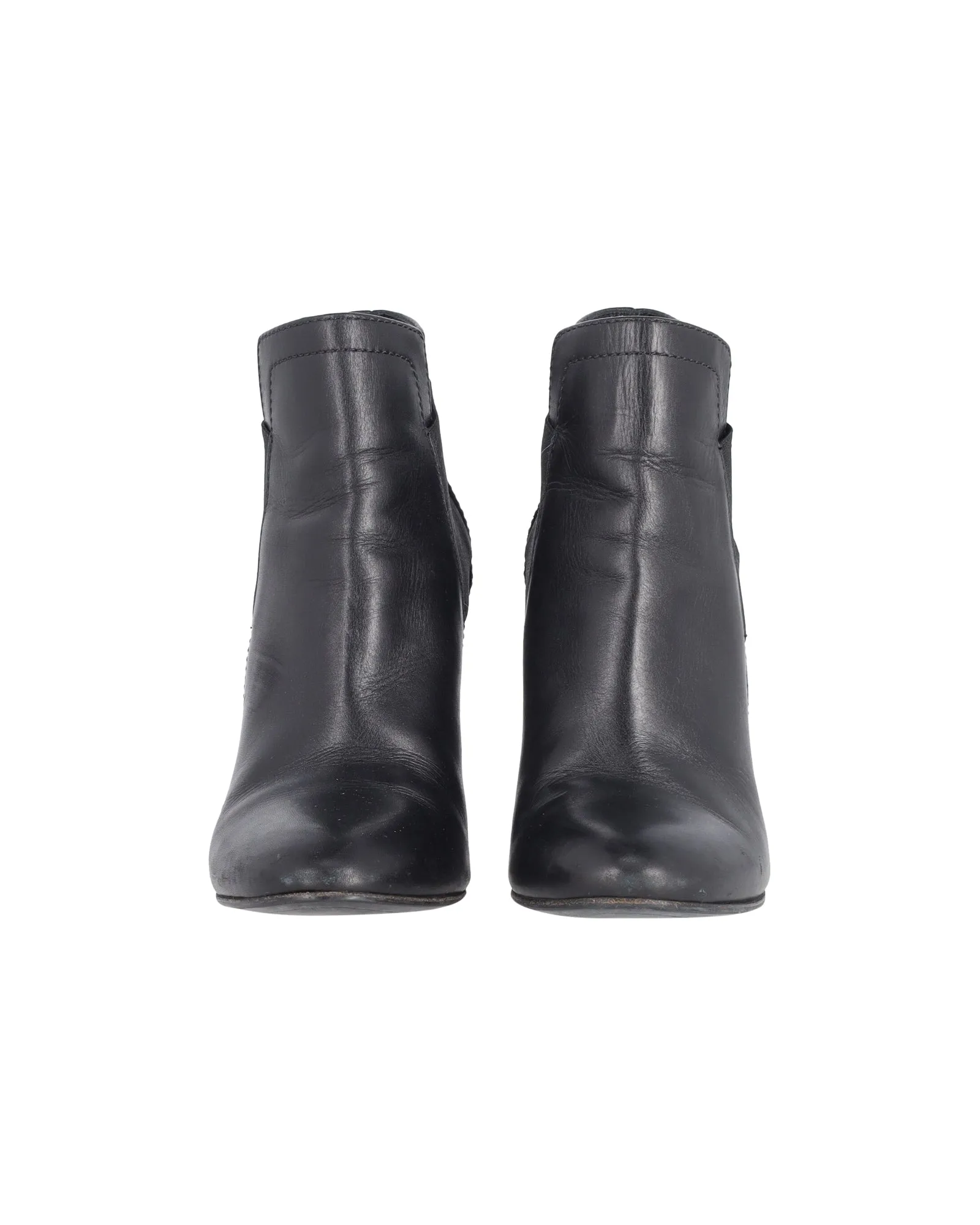 Casadei Block Heel Ankle Boots in Black Leather