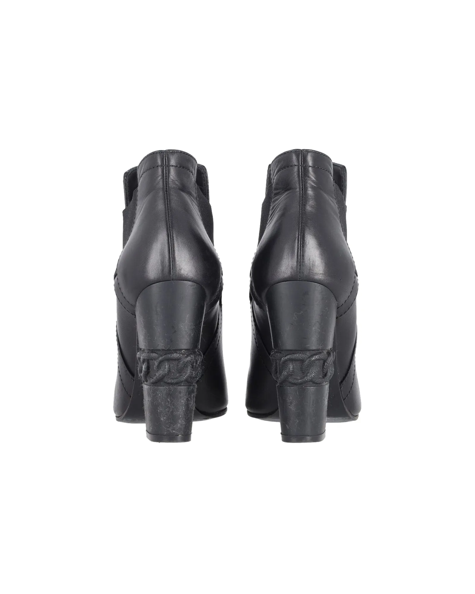 Casadei Block Heel Ankle Boots in Black Leather