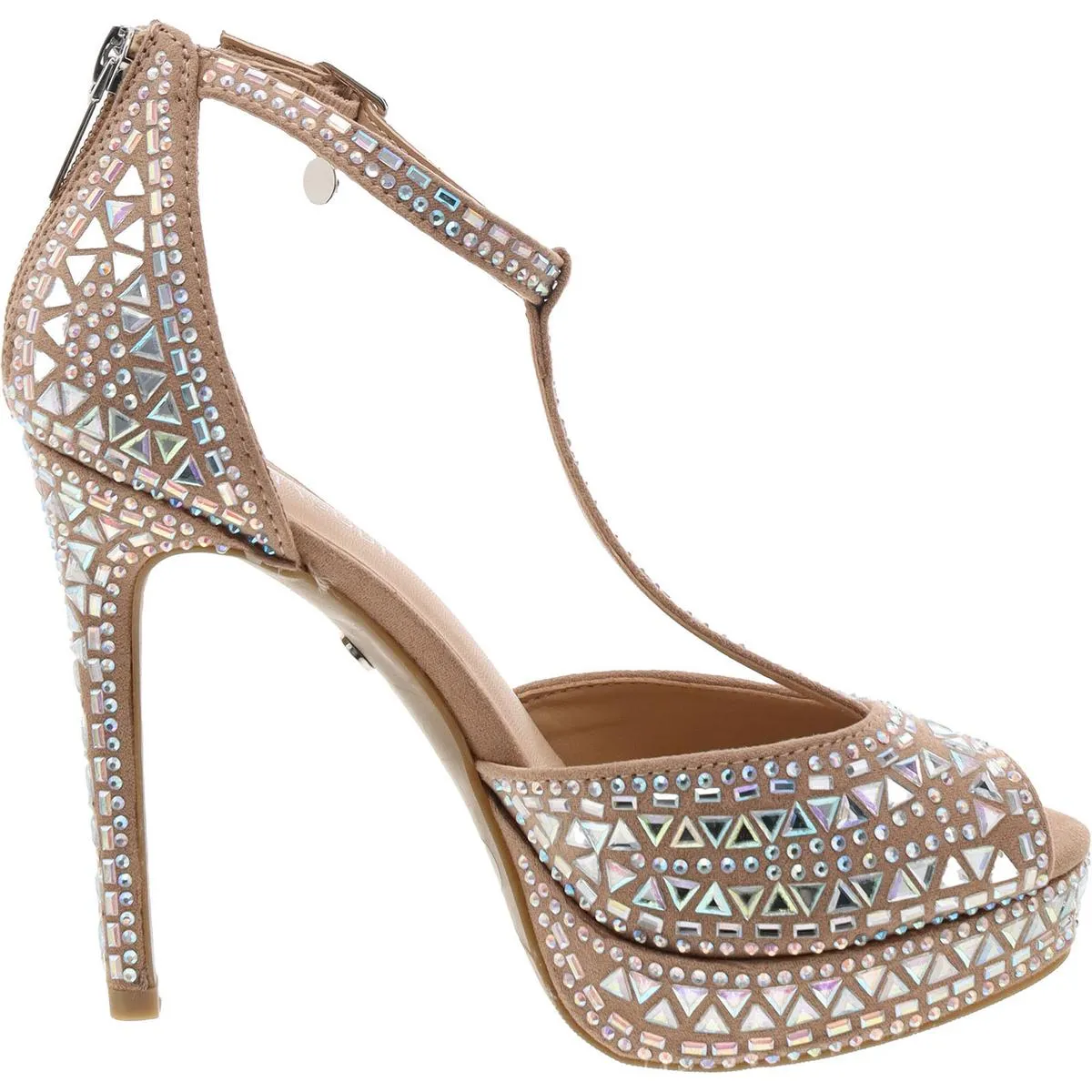 Chacey Womens Faux Suede Peep Toe T-Strap Sandals