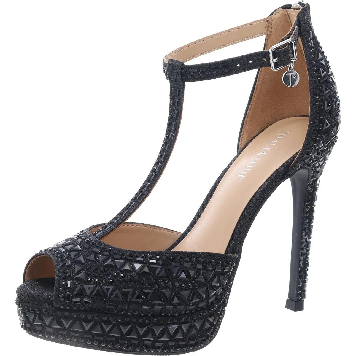 Chacey Womens Faux Suede Peep Toe T-Strap Sandals