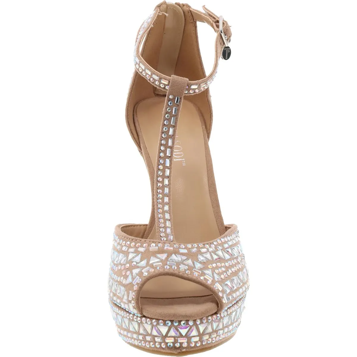 Chacey Womens Faux Suede Peep Toe T-Strap Sandals