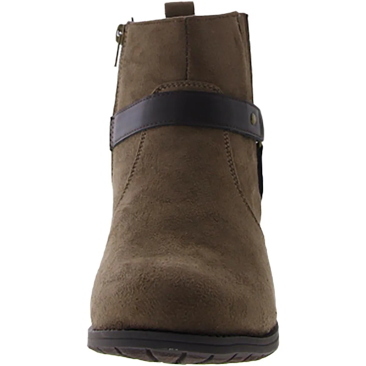 Chicory Womens Faux Suede Block Heel Ankle Boots