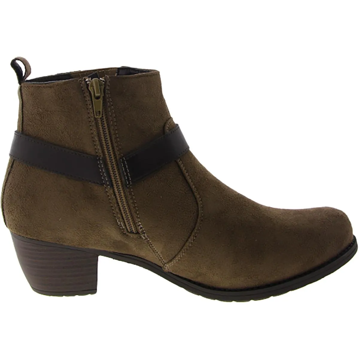 Chicory Womens Faux Suede Block Heel Ankle Boots