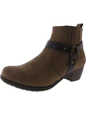 Chicory Womens Faux Suede Block Heel Ankle Boots