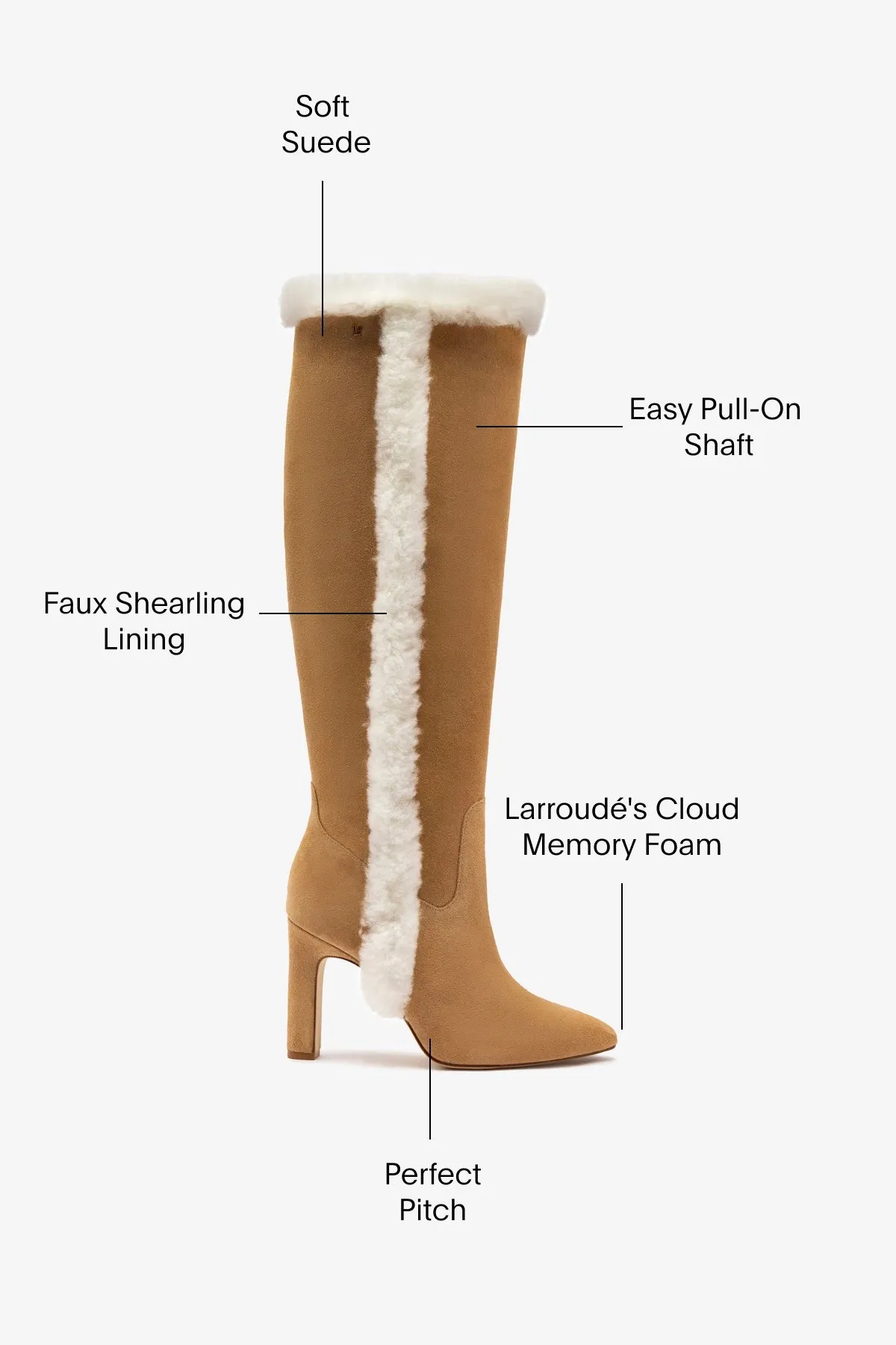 Cindy Hi Faux Fur Boot In Peanut Suede and Natural Shearling