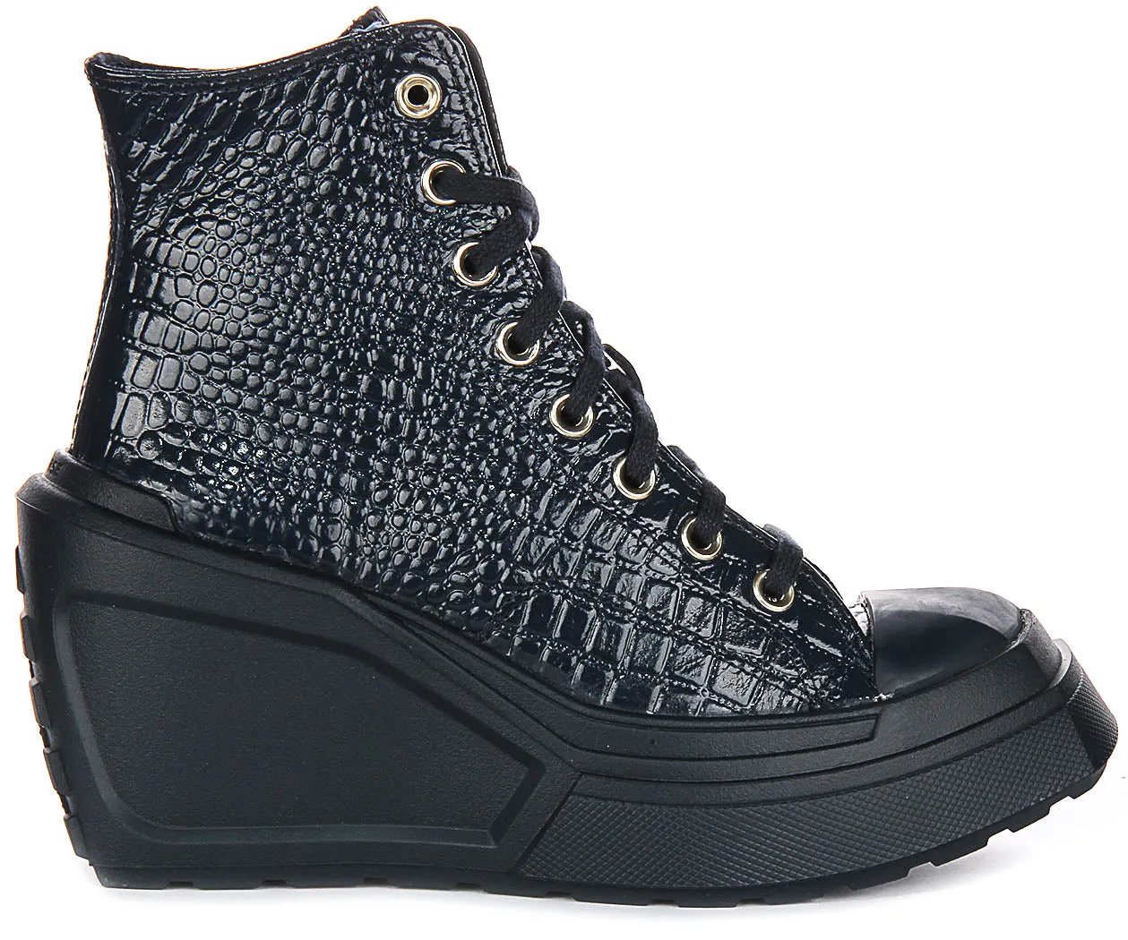 Converse Chuck 70 De Luxe Wedge A10037C In Navy Leather Shoes Converse