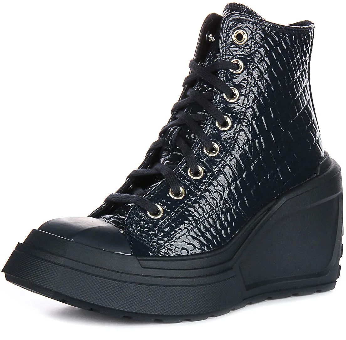 Converse Chuck 70 De Luxe Wedge A10037C In Navy Leather Shoes Converse
