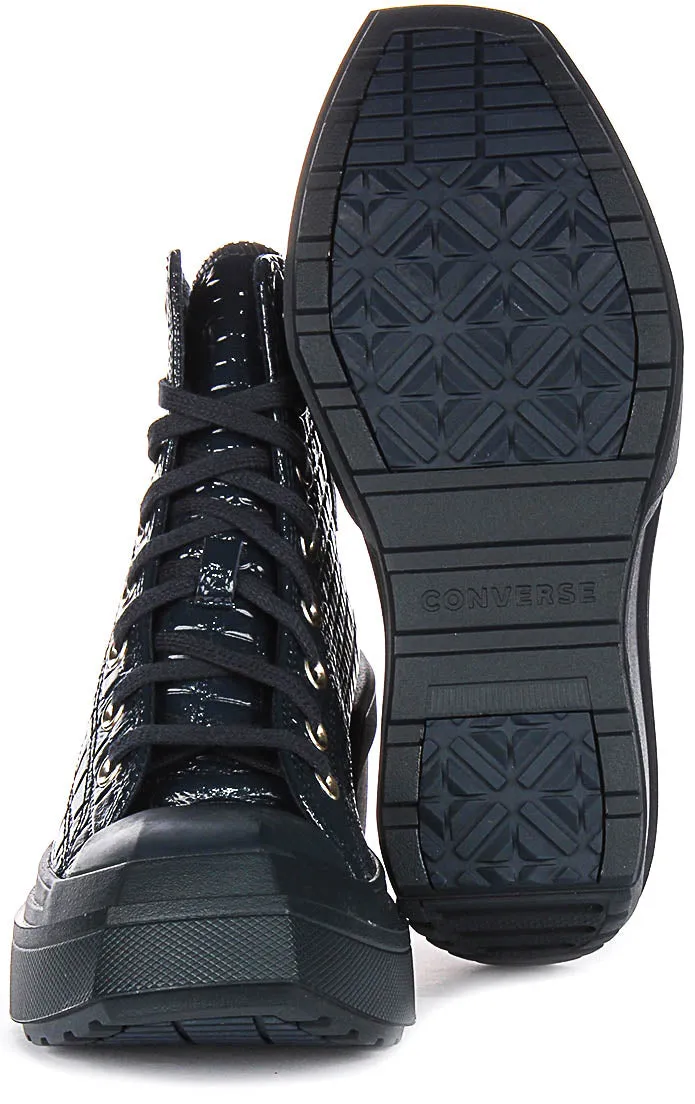 Converse Chuck 70 De Luxe Wedge A10037C In Navy Leather Shoes Converse