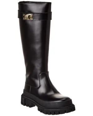 Dolce & Gabbana Branded Strap Leather Knee-High Boot