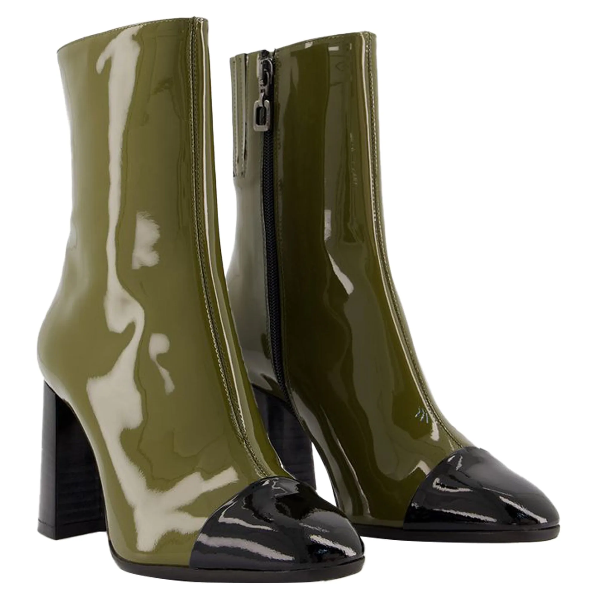 Donna Boots - Carel - Patent Leather - Khaki/black