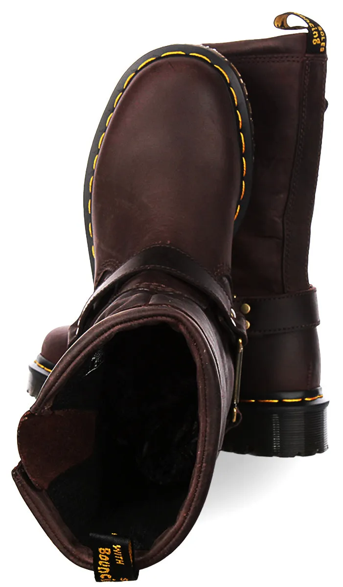 Dr Martens Anistone Hi Biker Boots in Brown Shoes Dr Martens
