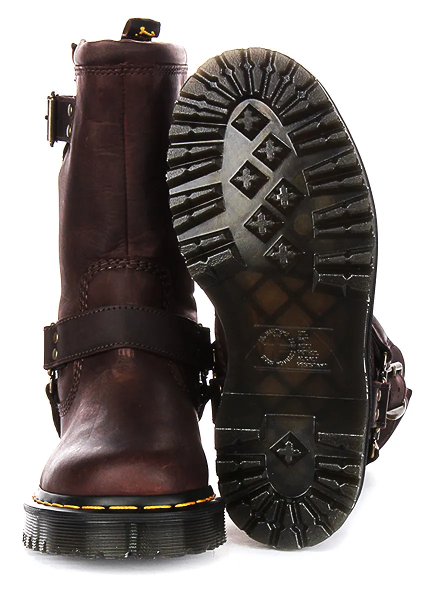 Dr Martens Anistone Hi Biker Boots in Brown Shoes Dr Martens