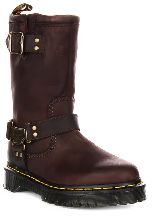 Dr Martens Anistone Hi Biker Boots in Brown Shoes Dr Martens