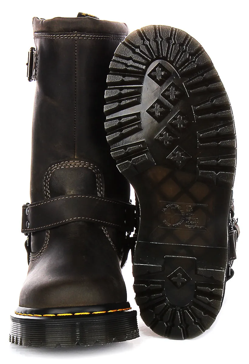 Dr Martens Anistone Hi Biker Boots In Grey Shoes Dr Martens