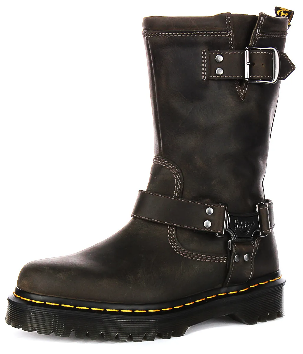 Dr Martens Anistone Hi Biker Boots In Grey Shoes Dr Martens