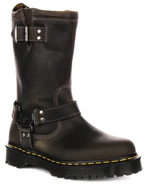 Dr Martens Anistone Hi Biker Boots In Grey Shoes Dr Martens