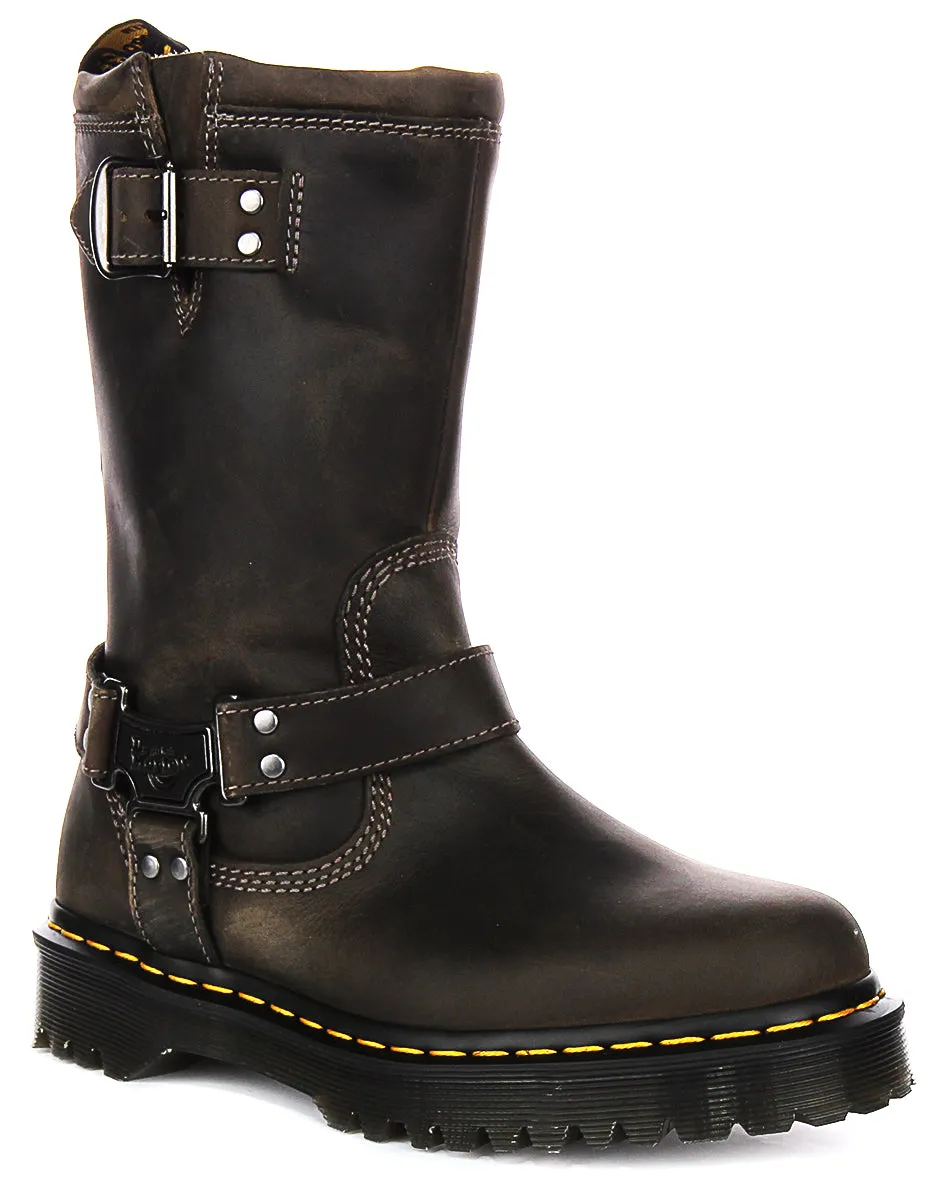 Dr Martens Anistone Hi Biker Boots In Grey Shoes Dr Martens
