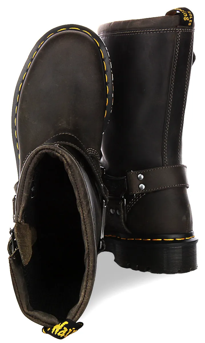 Dr Martens Anistone Hi Biker Boots In Grey Shoes Dr Martens